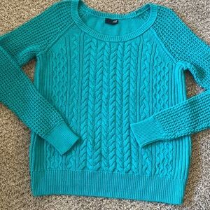A.N.A. Teal woman’s cableknit sweater size large